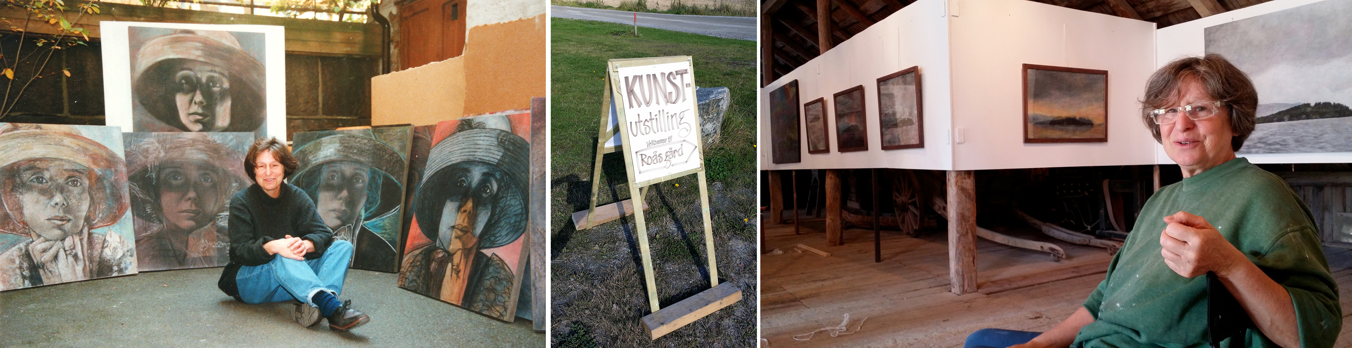 The painter Helga Bosten with paintings of Cora Sandel, and in her own Gallery at the farm Roås in Norway