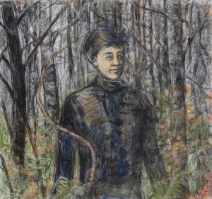 Maleri i Helga Bostens billedserie om Ragnhild Jølsen.