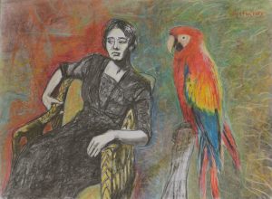 Cora Sandel and parrot ©Helga Bosten 2017