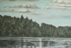 Tegning av skog av Helga Bosten